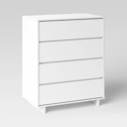 Modern 4 Drawer Dresser White - Room Essentials™: Laminated, Streamlined, With Anti-tip Hardware