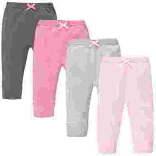 Touched by Nature Baby and Toddler Girl Organic Cotton Pants 4pk, Pink Gray Solid, 0-3 Months