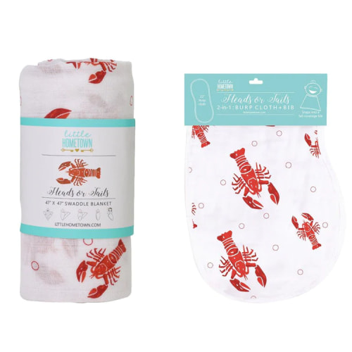 Heads or Tails Gift Bundle: Bamboo Muslin Swaddle Blanket and Bib - ZukaBaby