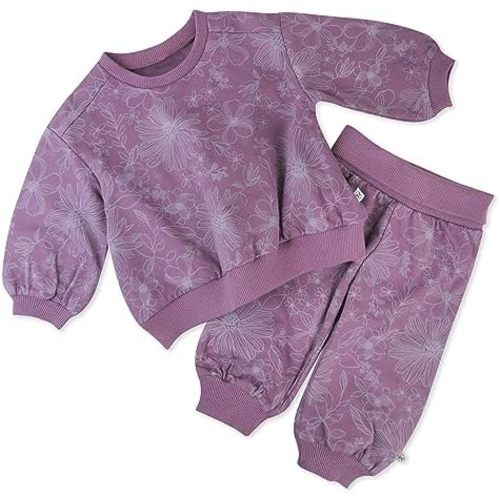 HonestBaby Unisex-baby 2-Pack Crewneck Sweatshirt and Sweatpant Set 100% Organic Cotton for Toddler, Baby Boys, Girls