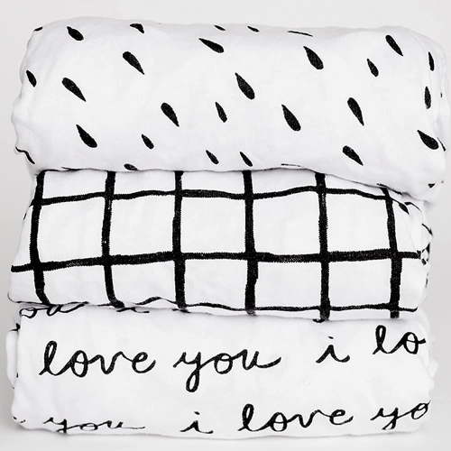 NODNAL CO. 3-Piece Bassinet Fitted Sheet Set, Black/White, 100% OEKO-TEX Cotton, for Newborns