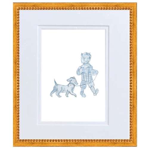 Snips and Snails Toile Hand Painted Watercolor Print with Mat- Best Friends