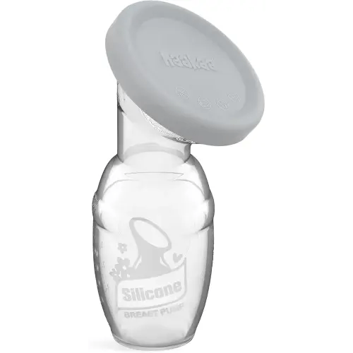 haakaa Manual Breast Pump & Silicone Cap Combo for Nursing Mom (Gray, 4oz. Without Base)