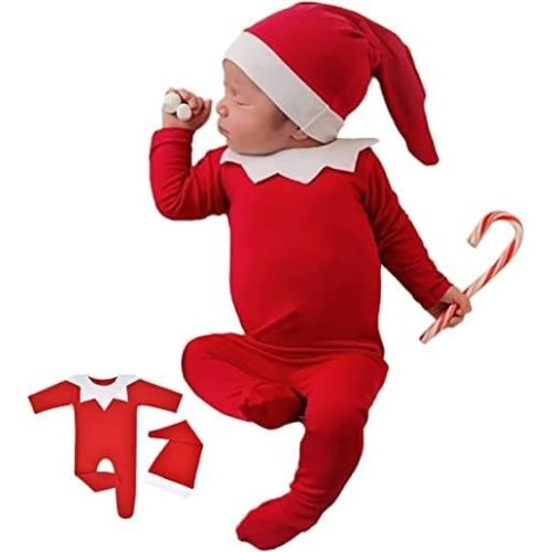 Christmas Newborn Baby Photo Shoot Props Outfits Crochet Clothes Santa Claus Red Hat Pants Photography Props