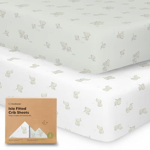 2-Pack Crib Sheets for Boys, Girls - Viscose Derived from Bamboo Fitted Crib Sheet, Baby Crib Sheets Neutral, Crib Mattress Sheet, Toddler Bed Sheets, Baby Sheets for Crib Fitted Sheets (Elly)