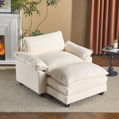 51.9'' W Double Layer Cushion Accent Chair With Ottoman