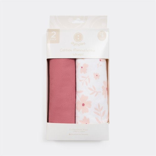 Dymples Cotton Flannelette Wraps 2 Pack - Dark Pink