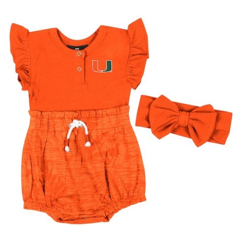 Miami Hurricanes Colosseum Girls Newborn & Infant Two-Piece Bodysuit and Headband Set - Orange
