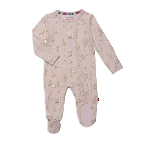 Magnetic Me Girls Modal Magnetic Baby Footie Pajamas | Silky Soft Modal Fabric | Baby Sleepers Available Sizes PRE - 24M