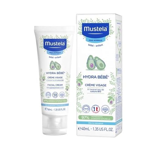 Mustela Hydra Bebe Face Cream – Daily Baby Moisturizer with Natural Avocado, Jojoba Oil & Shea Butter - 1.35 fl. oz. - Packaging may vary
