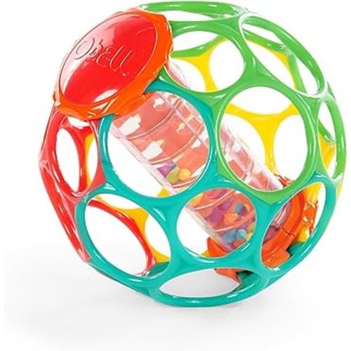 Bright Starts Oball Rollin' Rainstick Rattle Easy-Grasp Toy, Ages 3 Months +