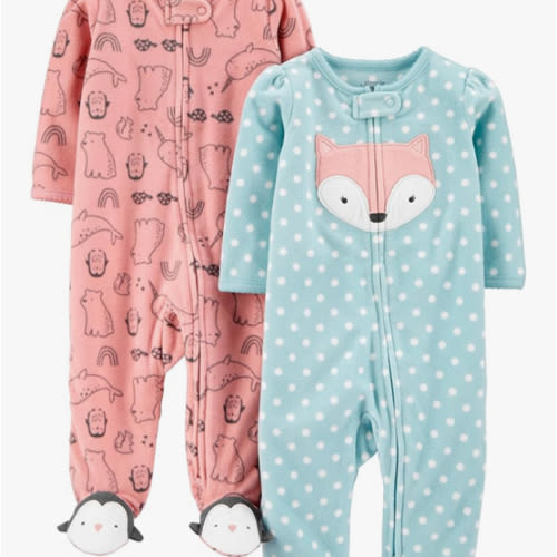 Simple Joys by Carter's Baby Girls' Fleece Footed Sleep and Play, Pack of 2
