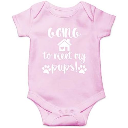 Going To Meet My Pups - Funny Baby Essentials Bodysuit - Newborn Boy Clothes Baby Girl Romper