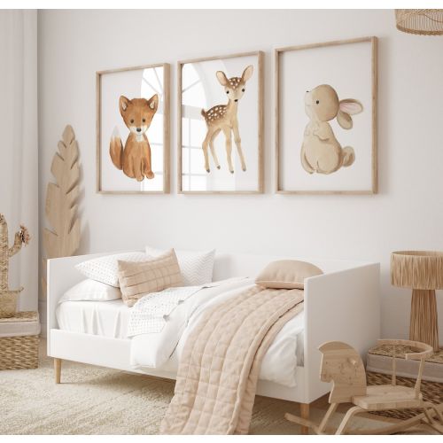Woodland Nursery Prints Set 3, Woodland Nursery Decor, Woodland Animal Prints, Playroom Room Decor, Nursery Decor Woodland Baby shower Gift