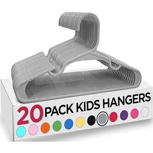 Utopia Home 20 Pack Kids Hangers - 11.5 Inch Plastic Baby Hangers for Closet - Childrens Hanger for Clothes & Infant Hanger for Closet - Ideal for Everyday Standard Use (Gray)