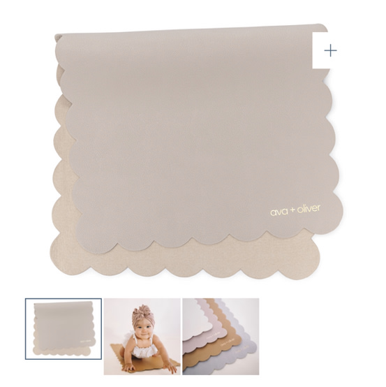 Vegan Leather Changing Mat | Grey Scallop – Ava & Oliver