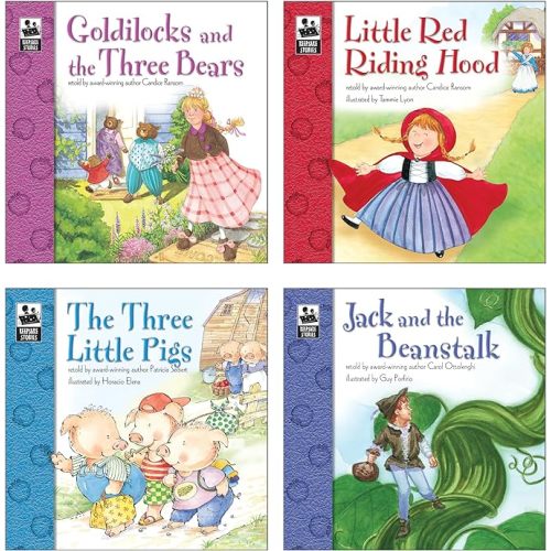 Carson Dellosa Keepsake Stories Classic Fairy Tale Books for Children Book Set, The Three Little Pigs, Little Red Riding Hood, Goldilocks, Jack and The Beanstalk Classic Children's Books