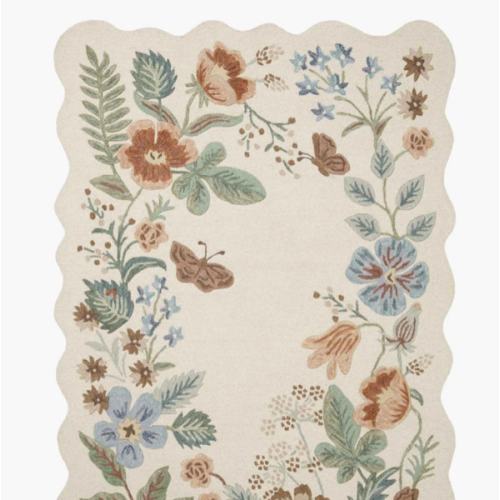 Strawberry Fields Wool-Hooked Rug - Cream