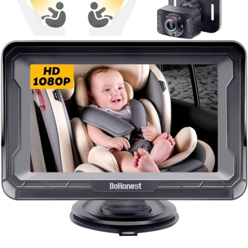 DoHonest Baby Car Camera HD 1080P - Rear-Facing Car Baby Monitor with Night Vision, Adjustable View Angle, Easy Setup, Anti-Glare Display, Safety for Kids & Infants