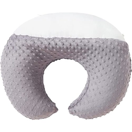 Nursing Pillow and Positioner Breastfeeding and Bottle Feeding, Propping Baby, Tummy Time, Sitting Support, with Removable Polyester Cover, dots Fabric, for Baby Boy Baby Girl (Rose Gray)