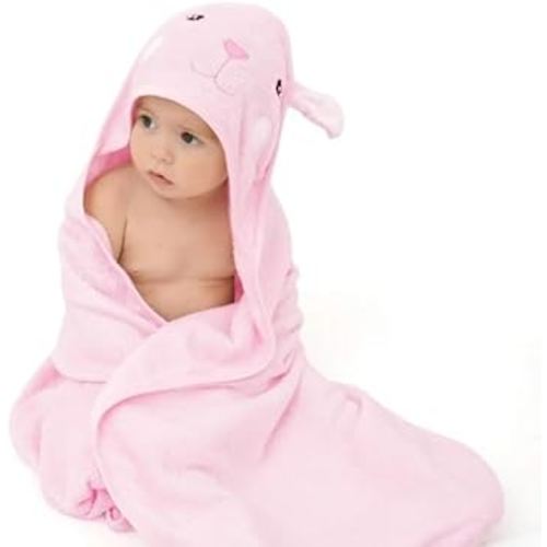 Touchat Hooded Baby Towels, Soft and Hypoallergenic Baby Bath Towels with Hood for Toddler Infant Newborn, Large and Absorbent Toddler Towels for Baby Boy Girl (Rabbit, 35.1''x35.1'')
