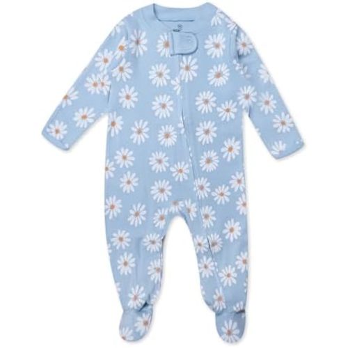 HonestBaby Sleep & Play Footed One-Piece Pajama Sleeper 100% Organic Cotton, Baby Girls