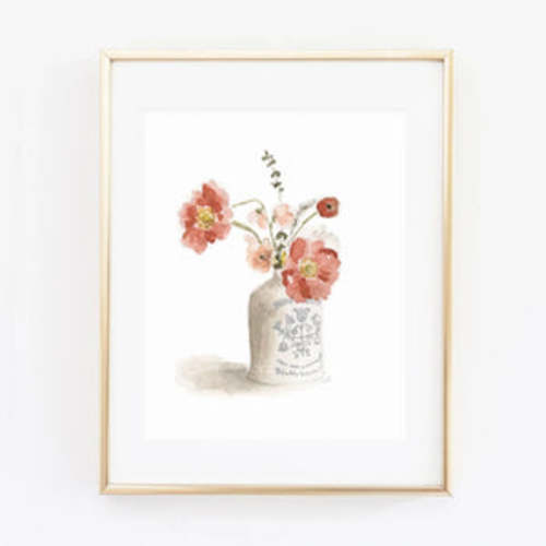vintage bouquet watercolor wall art print – emily lex studio