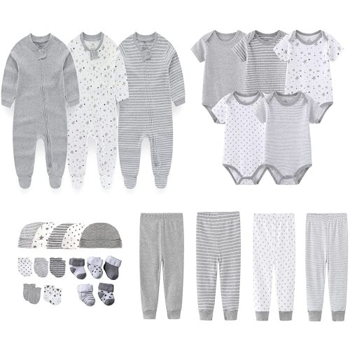MAMIMAKA Newborn Layette Gift Set 27-Piece Baby Girl Clothes Bodysuits, Pants Essentials and Accessories 0-6Months