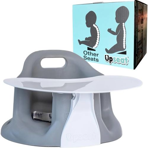 Upseat – The Original Ergonomic Baby Floor & Booster Seat with Tray, Developed with Physical Therapists for Upright Posture & Healthy Hip Development, 4–24 Months, Dishwasher-Safe Extra-Large Tray