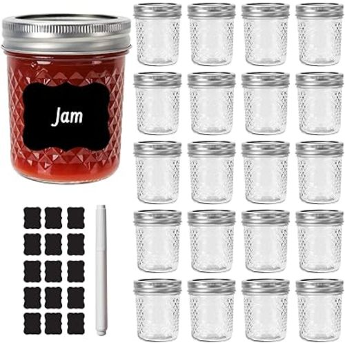 Small Mason Jars 6 oz with Airtight Lids,20 Pack Glass Canning Jar