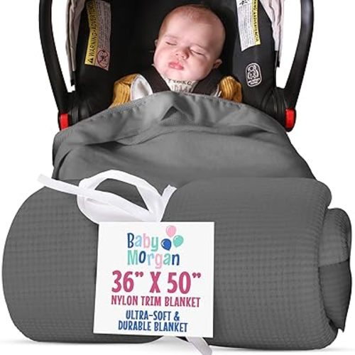 Blankets - Thermal Waffle Warm Baby Blanket for Crib - Soft and Cozy Baby Crib Blanket for Nursery, Stroller, or Naptime Comfort - Ideal Shower Gift - Gray, Nylon Trim (36" x 50")