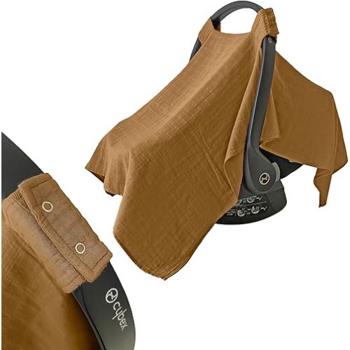 MOZAH Baby Car Seat Cover - Caramel Toffee - 100% Organic Muslin - Soft, Breathable and Lightweight, Baby Infant Car Seat Essentials