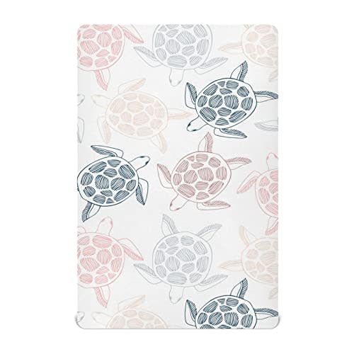 xigua Sea Turtles Fitted Crib Sheet for Girls and Boys, Soft Breathable for Standard Crib & Toddler Bed Mattress, 27 x 39 in