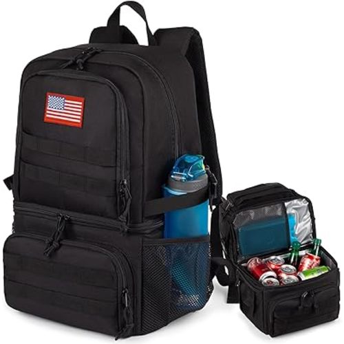Tactical Double Deck Cooler Backpack for Men,Large Lunch Backpack with 2 Compartment,Soft Cooler Bag
