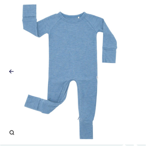 Heather Blue Ribbed Crescent Zippy - Little Sleepies
