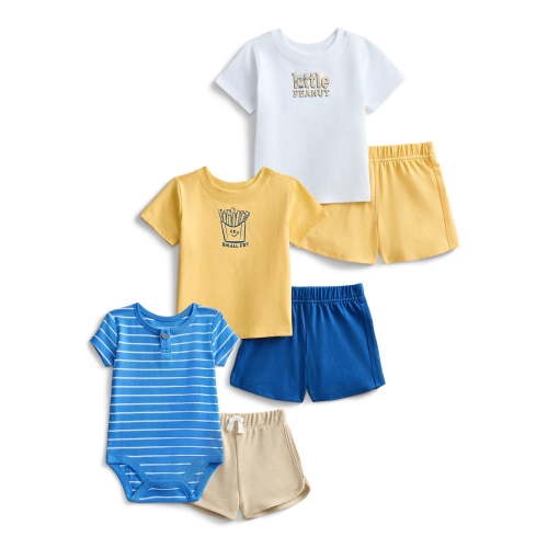 Wonder Nation Baby Boys Graphic Tee and Shorts Outfit Set, 6-Piece, Sizes 0M-24M
