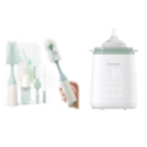Momcozy Baby Bottle Warmer , 6-in-1 Smart Temperature Control, Fast Baby Food Heater, Steam Sterilizer & Momcozy Portable Bottle Brush Set - Baby Bottle Cleaner Kit