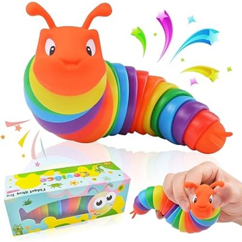 Cevioce Fidget Slug Toy, Sensory Slug Fidget Toys for Kids & Adults, 1 PC Autism Sensory Toys for Autistic Children Toddlers, Toddler Toys - 3 4 5 6 7 8+ Year Old Girl Boy Birthday Gifts F
