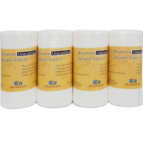 Bamboo Unscent Diaper Liners 100 Count by BlueSnail (400 Count) - Bamboo Unscent Diaper Liners 100 Count by BlueSnail (400 Count)