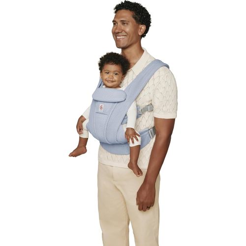 Ergobaby Omni Deluxe Baby Carrier Newborn to Toddler - Breathable Baby Carriers for Summer - All-Position Carrier with Enhanced Lumbar Support & Airflow (7-45 Pounds), Mesh, Serene Blue