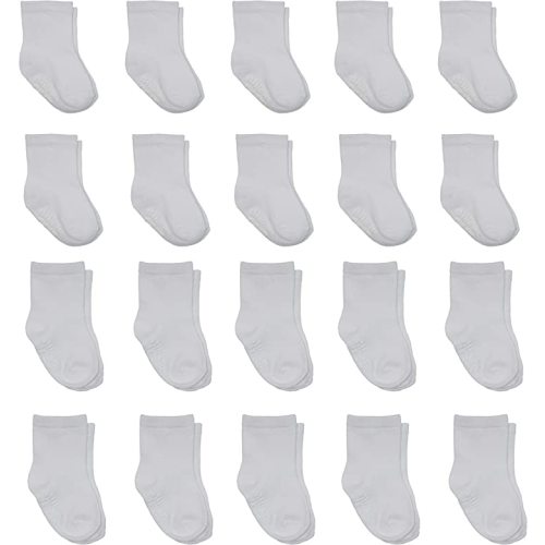 Little Me 20-Pack Newborn Baby Infant & Toddler Unisex Socks, 0-12/12-24 Months, Assorted Size Pack, White