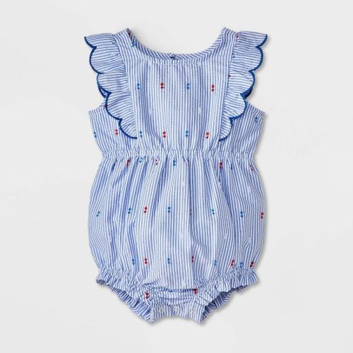 Baby Girls' Scalloped Star Romper - Cat & Jack™ Blue 12M
