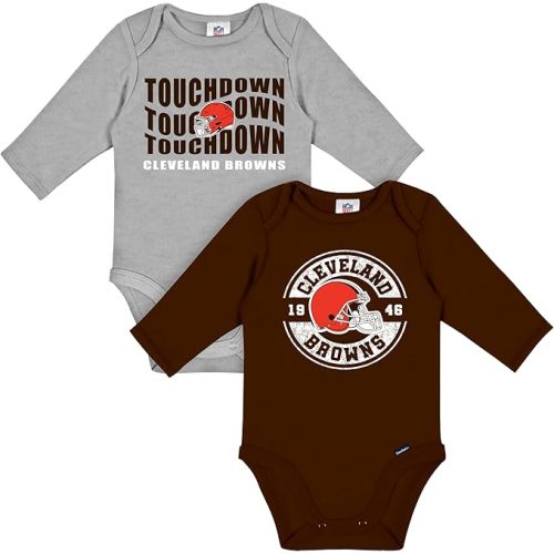 Gerber NFL unisex-baby Nfl 2-pack Long Sleeve Onesie Bodysuit
