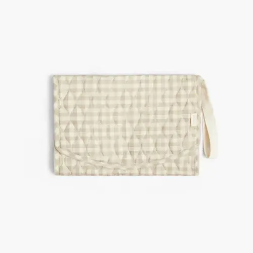 Portable Changing Pad - Beige Gingham