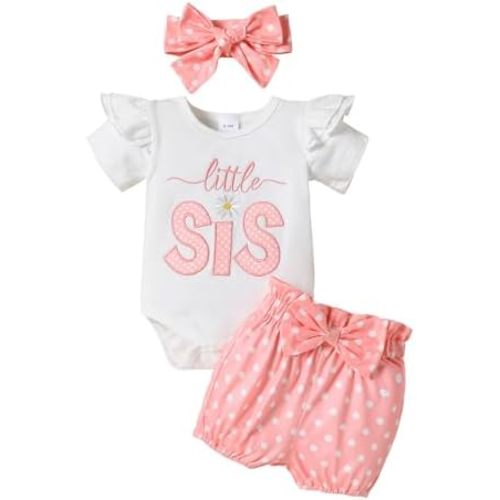 Sister Matching Outfit Short Sleeve BIG SIS T-Shirt Tops LIL SIS Rompers Baby Girls Shorts Clothes Set