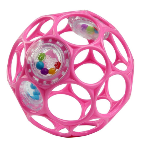 Bright Starts Oball Rattle Easy-Grasp Toy - Pink, Ages Newborn - 1 Count (Pack of 1)