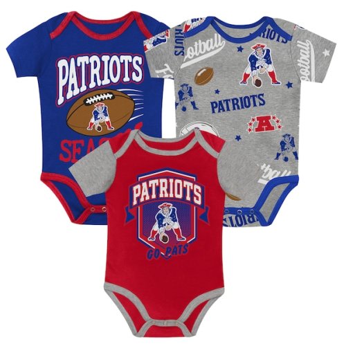 Newborn New England Patriots  Outerstuff First Round Pick Three-Piece Bodysuit Set