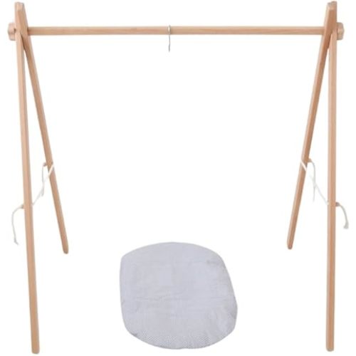 Premium Beechwood Montessori Baby Gym & Clothing Rack | Foldable, Portable, Safe Star-Lock System | Doubles as Wooden Dress-Up Stand | Handmade in Natural Finish