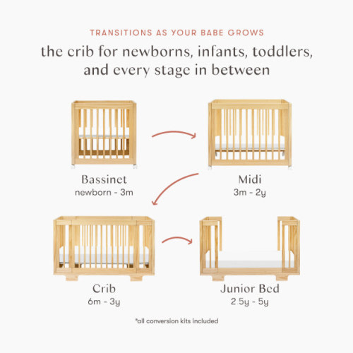 Babyletto Yuzu 8-in-1 Convertible Crib with All-Stages Conversion Kits - Natural