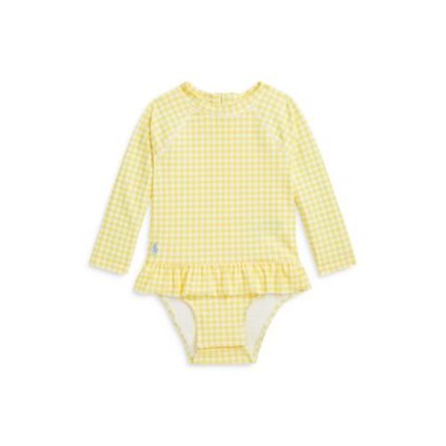 Girls' Gingham Ruffled One Piece Rash Guard - Baby